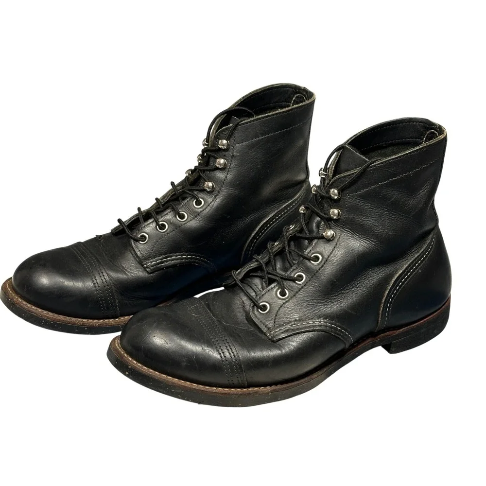 Red Wing Iron Ranger 8114 Black Harness Leather Boots Mens 10 D Cap Toe USA